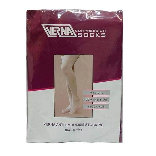 جوراب آنتی آمبولی ورنا AD — نمای بافت و جدول سایز